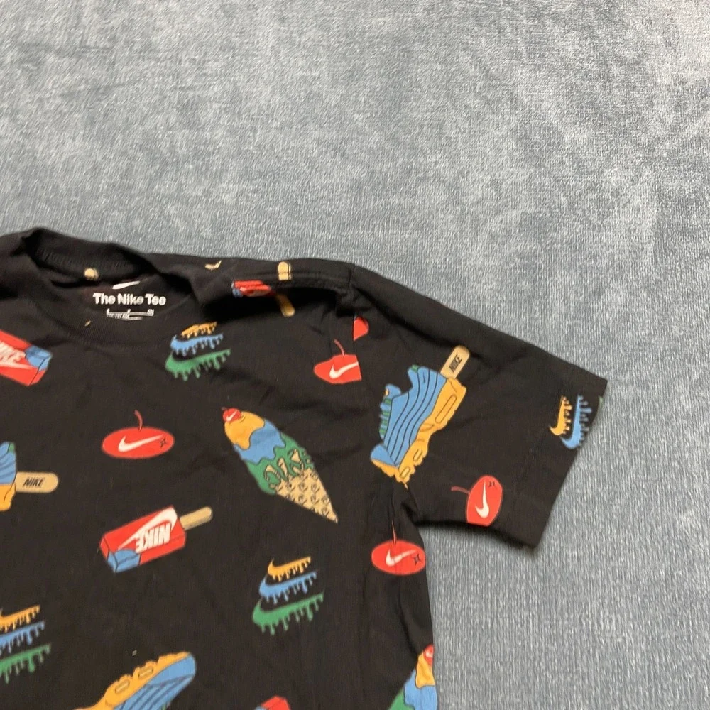 Nike T-Shirt Kids Small Black Ice Cream Print Short Sleeve Crew Neck Casual Wear